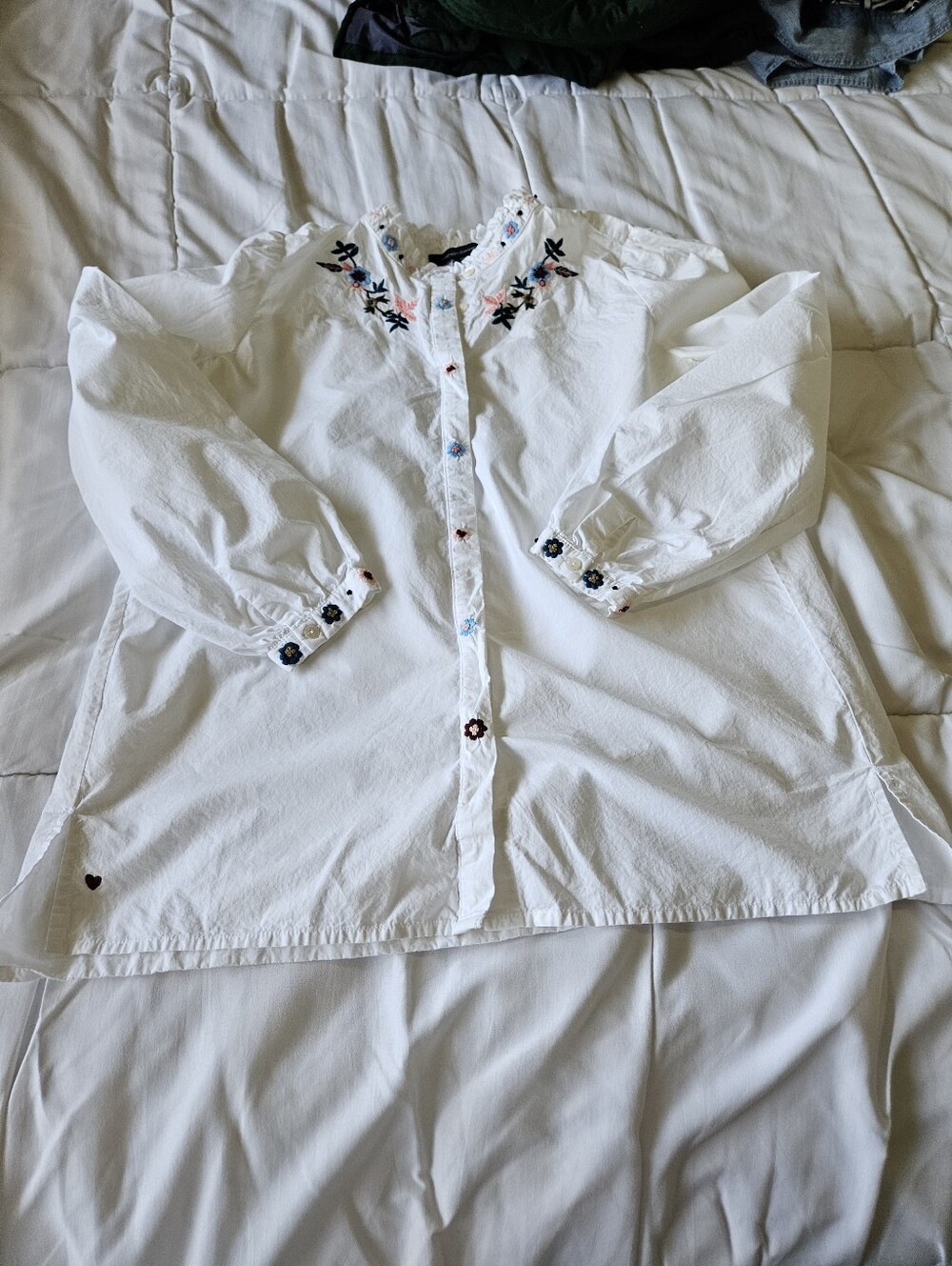 French Connection Embroidered Ruffle Blouse - Size XS - Picture 2 of 11